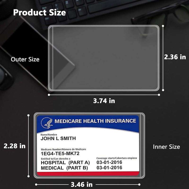 Glsgsb New Medicare Card Holder Protector Sleeves, Social Security Card Protector, 12 Mil Clear PVC Water Resistant Plastic Sleeves for New Medicare/Social Security/Business/ID/Credit Cards(10 Pack) - Image 3